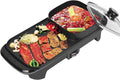 Raclette Electric Griddles 2In1 Electric Grill & Hot Pot Non-Stick Indoor Baking Flat Pan Hotpot Smokeless Grill BBQ Flat Griddle 1100W