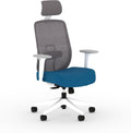 HON Altern Ergonomic Office Chair with Headrest, Mid‑Back Mesh Desk Chair, Adjustable Arms, Seat Slide, Synchro‑Tilt, Rolling Computer Seat for Home Office, White Frame, Peacock