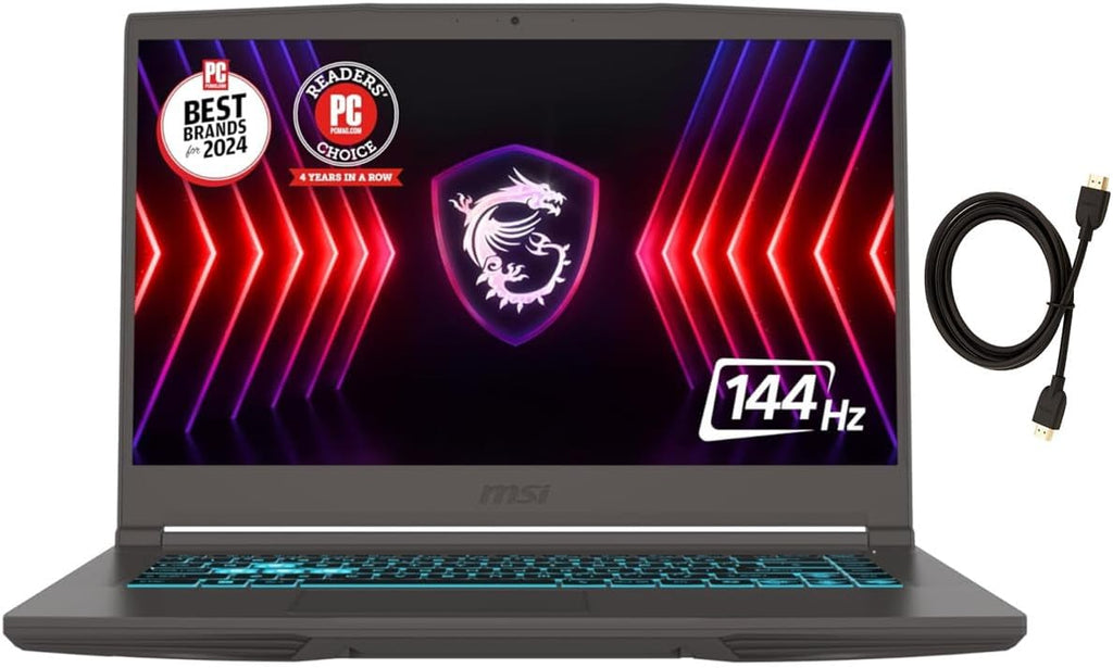 msi Thin 15.6' 144Hz FHD Gaming Laptop|Intel Core i7-13620H Processor|NVIDIA Geforce RTX 4050|Backlit|Black| 16GB RAM | 512GB SSD |Windows 11 Home |Bundle with HDMI Cable