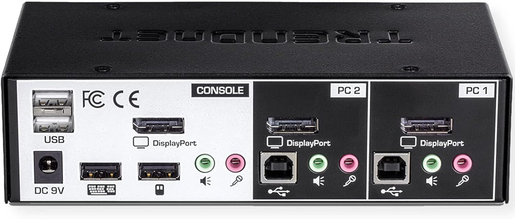 TRENDnet 2-Port DisplayPort KVM Switch, DisplayPort 1.2 KVM, Connect and Control Two Computers, Supports 4K UHD Resolution, 3840 x 2160 at 60Hz, 2-Port USB 2.0 Hub, Black, TK-241DP