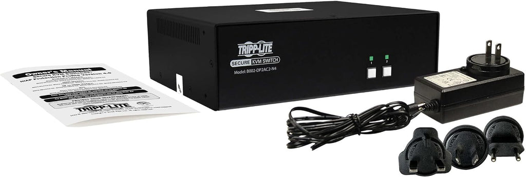 Tripp Lite Secure KVM Switch 2-Port Dual-Head DisplayPort, US Government NIAP-Certified PP4.0 Security, Common Access Card (CAC) Port, 4K @ 30Hz Video, TAA Compliant, 3-Year Warranty (B002-DP2AC2-N4)
