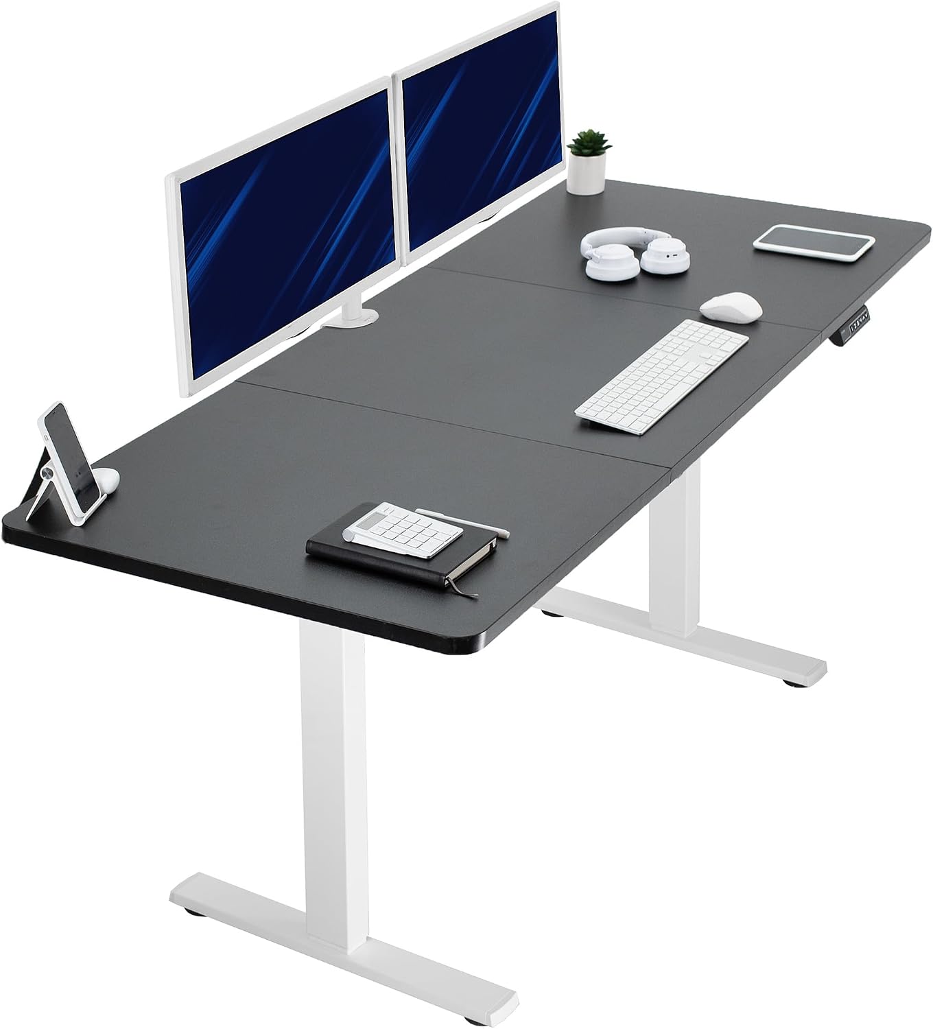 VIVO Electric 71 x 30 in Standing Desk, Memory Height Adjustment, 1B Series, Holds 220 lbs, Black Top White Frame, DESK-KIT-1W7B