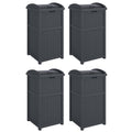 Suncast 4 Pack Outdoor Waste Bin Trash Hideaway Container with Latching Lid, 33 Gallon Capacity
