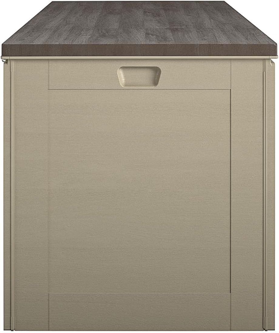 Cosco Outdoor Living 180 Gallon Patio Storage Box, Extra Large, Lockable Lid, Weather-Resistant, Tan/Brown