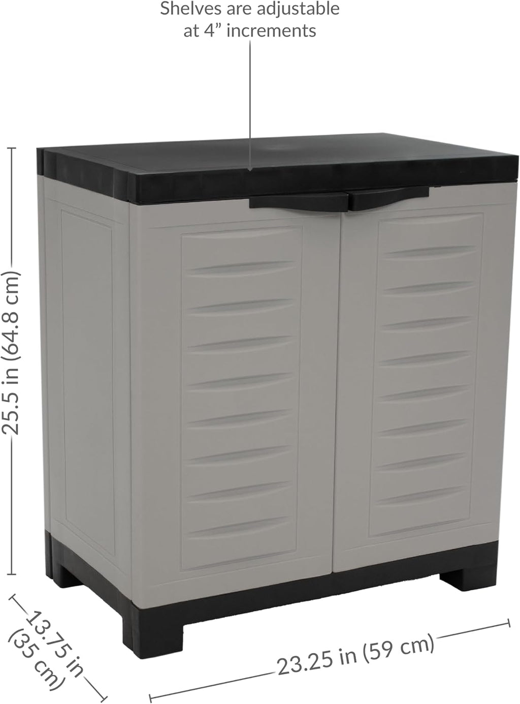 Sunnydaze 25.5' H Resin Garage Storage Cabinet - Garage Cabinet with Adjustable Shelf - Freestanding Utility Storage for Laundry Room, Office, Basement - Gray