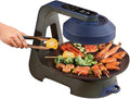 Electric Grill Indoor Cooking Smokeless Grill Oven Surface Adjustable Temperature Nonstick 3D Far Infrared Heating LCD Liquid Crystal Display-1400W, Blue