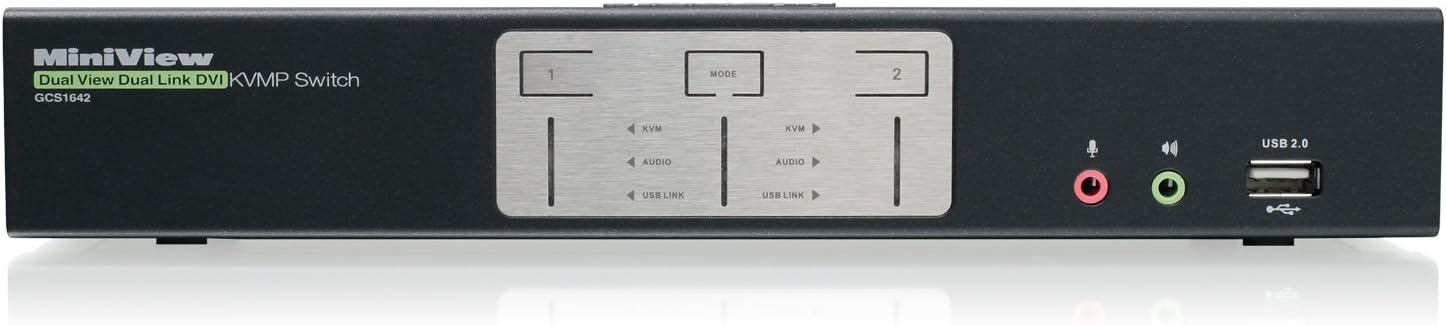 IOGEAR 2-Port Dual View Dual Link DVI KVMP Switch with Audio, w/Full Set of Cables (GCS1642 TAA Compliant)