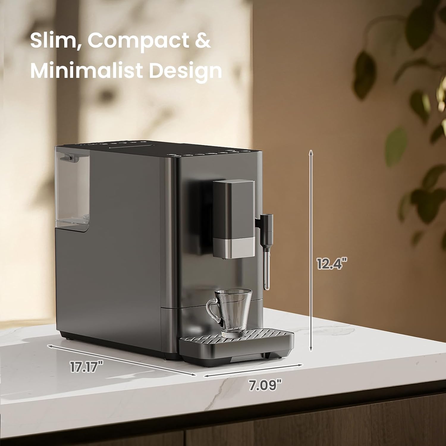 Kismile Automatic Espresso Machine, 20 Bar Espresso Machine with Grinder, Customizable Coffee Volume, Cappuccino Machines with Milk Frother, One-Touch Americano and Lattes for Home/Office