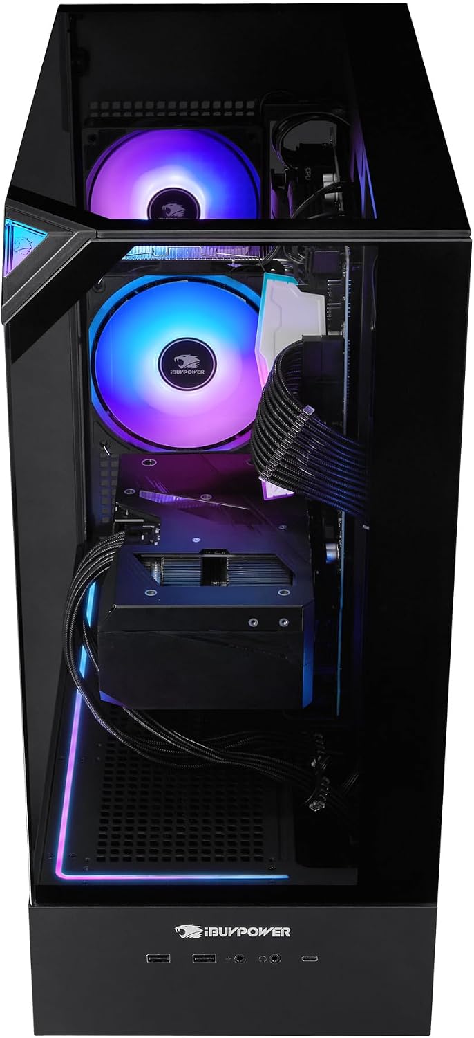 iBUYPOWER Element Black Gaming PC Desktop Computer Intel Core i5 14400F CPU, NVIDIA GeForce RTX 5060Ti 8GB GPU, 16GB DDR5 RGB 5200MHz RAM, 1TB NVMe SSD, Windows 11 Home, Keyboard, Mouse - EBI5N56T02