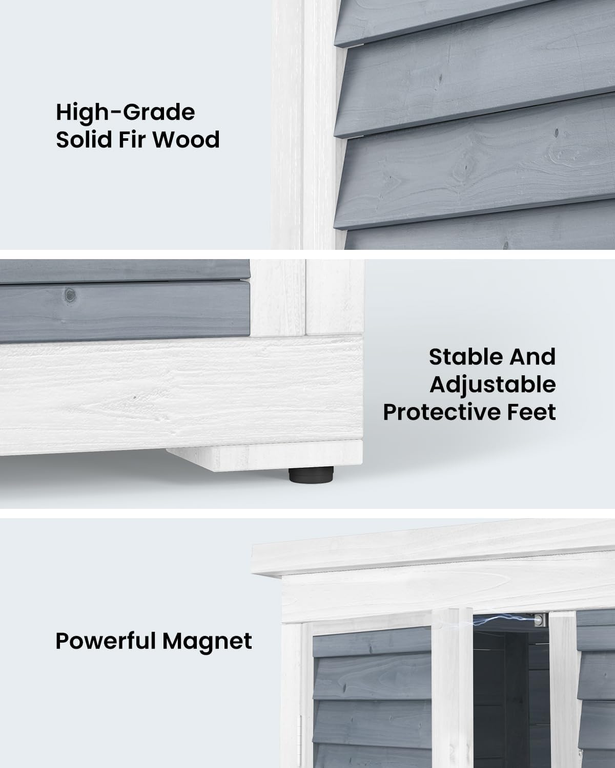 Bealife 63.2' Outdoor Storage Cabinet with Double Doors, Lockable Vertical Storage Shed with 3 Shelves Organizer, Waterproof Fir Wood Tool Closet Shed for Garden, Backyard, Patio, and Lawn -Grey