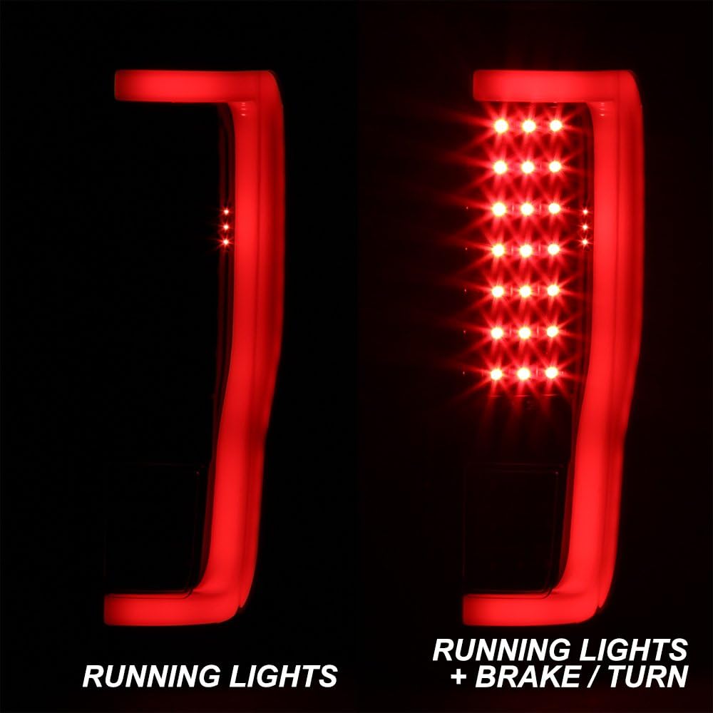 AKKON - For 2017-2019 Ford F250 F350 SuperDuty Full LED Bar Tail Lights Black Smoked Housing - Pair