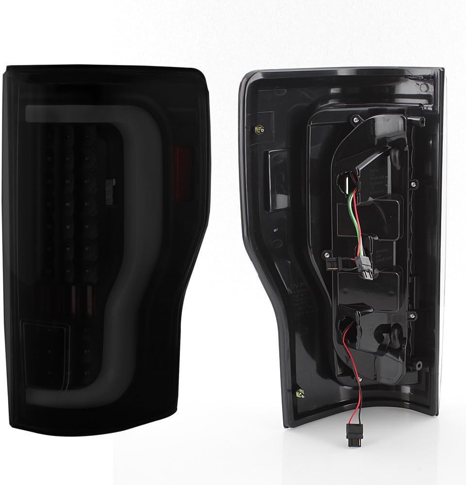 AKKON - For 2017-2019 Ford F250 F350 SuperDuty Full LED Bar Tail Lights Black Smoked Housing - Pair