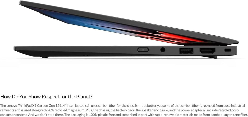 Lenovo Gen 12 ThinkPad X1 Carbon Laptop with Intel Ultra 7 155H Processor, 14' WUXGA 100% sRGB Touchscreen, 32GB DDR5 RAM, 1TB Gen4 Performance SSD, FHD+ IR+ RGB Camera, and Windows 11 Pro
