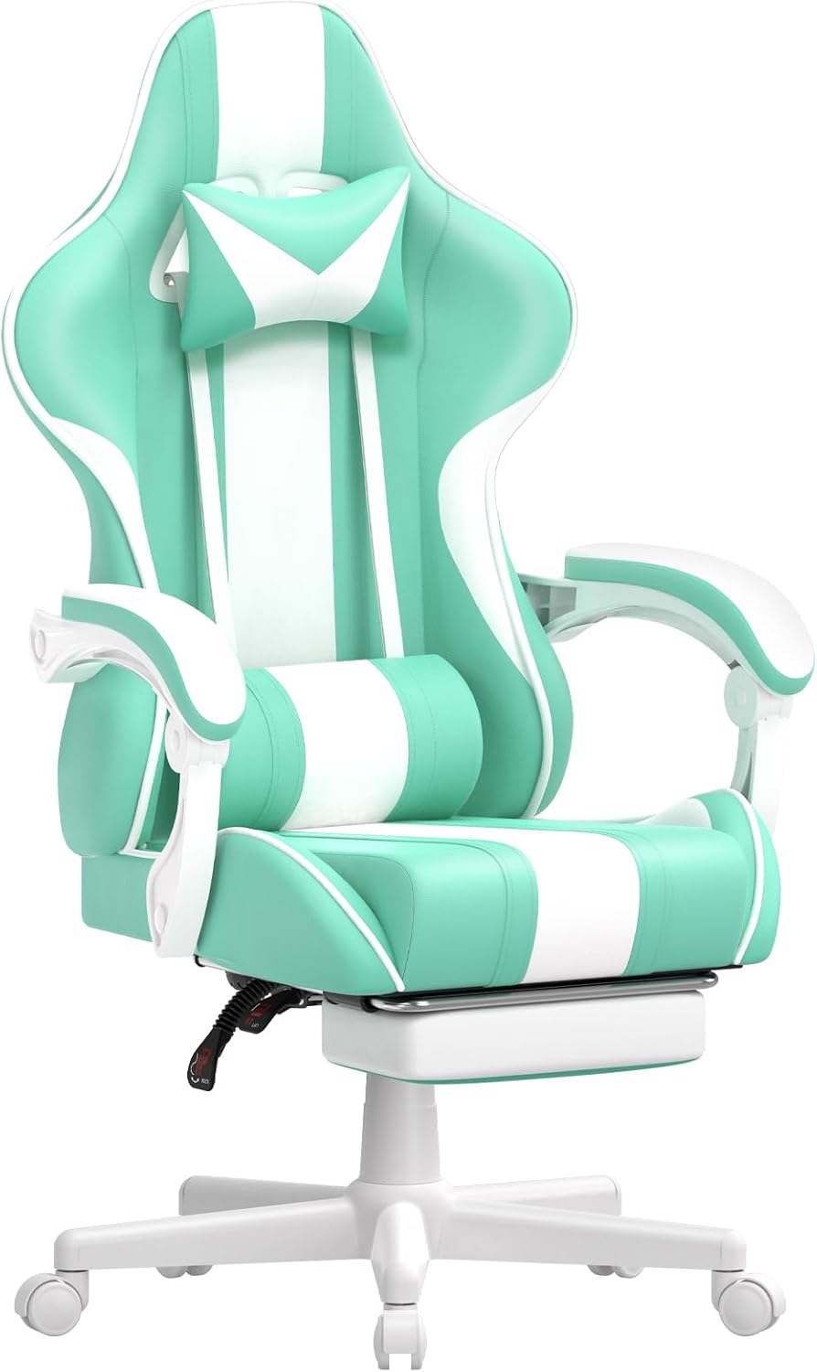 Ferghana Gaming Chairs, Ergonomic Racing Style PC Game Computer Chair with Headrest Lumbar Support Adjustable Recliner PU Leather Video Computer Chair(Light Green)