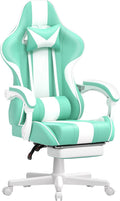 Ferghana Gaming Chairs, Ergonomic Racing Style PC Game Computer Chair with Headrest Lumbar Support Adjustable Recliner PU Leather Video Computer Chair(Light Green)