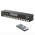16 Ports KVM Switch HDMI, 16 in 1 Out Rack Mount KVM 4K@30Hz with 4 USB 2.0 Ports, 16 Computers Share 1 Set of Monitor, Keyboard, Mouse, Included 16 HDMI Cables + 16 USB-B Cables + IR Remote
