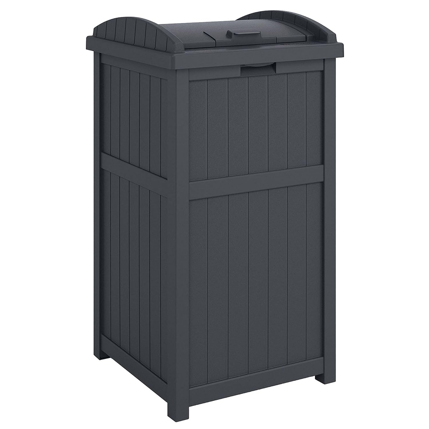 Suncast 3 Pack Trash Hideaway Refuse Container, Stylish Resin Outdoor Garbage Bin with Latching Lid, 30 to 33 Gallon Capacity, Cyberspace