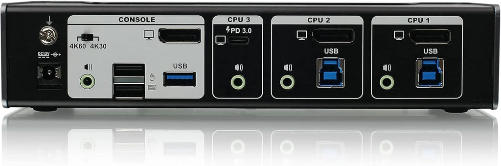 IOGEAR KVMP 3-Port 4K USB-C and DisplayPort Switch with Power Pass-through - GCS1953
