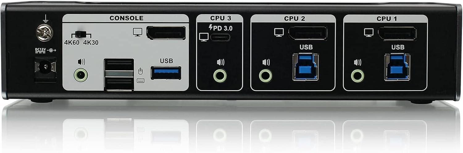 IOGEAR KVMP 3-Port 4K USB-C and DisplayPort Switch with Power Pass-through - GCS1953