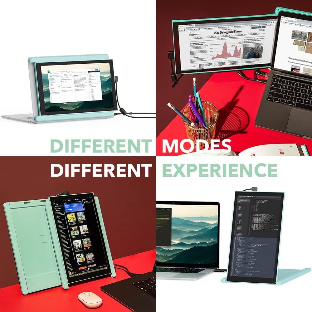 Duex Lite New Mobile Pixels Portable Monitor (2026 Upgraded), 12.5' Full HD IPS Laptop Screen Extender, USB C/HDMI Powered Plug and Play,Windows/Mac/Android/Switch Compatible (Jadeite Green)