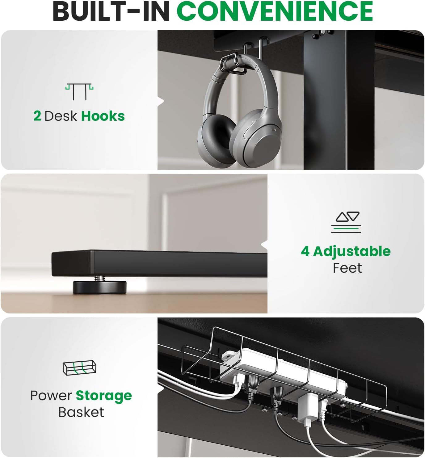 Electric Standing Desk Adjustable - 71x30 Inch Sit Stand Desk with 1 Inch Thick Tabletop, Double Beam Frame, 3 Memory Height Adjustment, Cable Management for Home Office