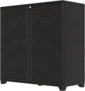 HOMSPARK Indoor/Outdoor Storage Cabinet with Doors, 34'x15'x34' HDPE Plastic Storage Box for Bedroom, Bathroom, Living Room, Balcony, Multi-Purpose for Daily Tools, Black