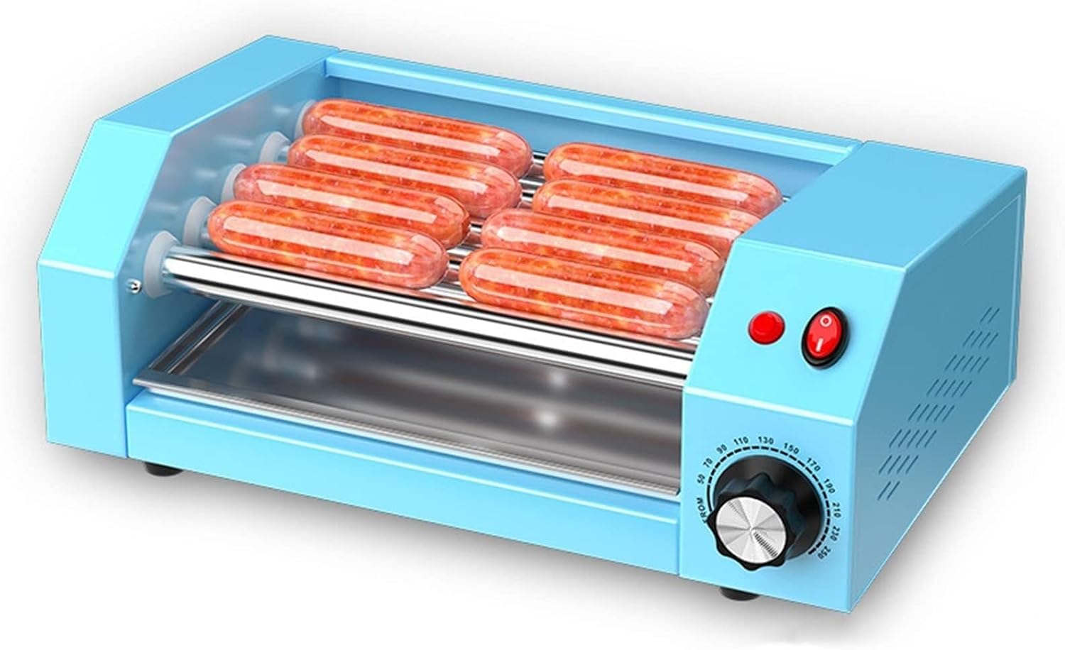Countertop Hot Dog Roller Machine, Sausage Grill Cooker W, 0-250 Temperature Control, Sausage Roasting Hot Dog Electric Cooker(Blue)