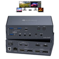 KVM Switch 2 Monitors 2 Computers Docking Station 16-in-2 4K60Hz for M1/M2/M3/M4 Thunderbolt KVM Switcher Support USB3.0/USB C in DP/HDMI Out Extended/Mirrored Mode for Windows Mac