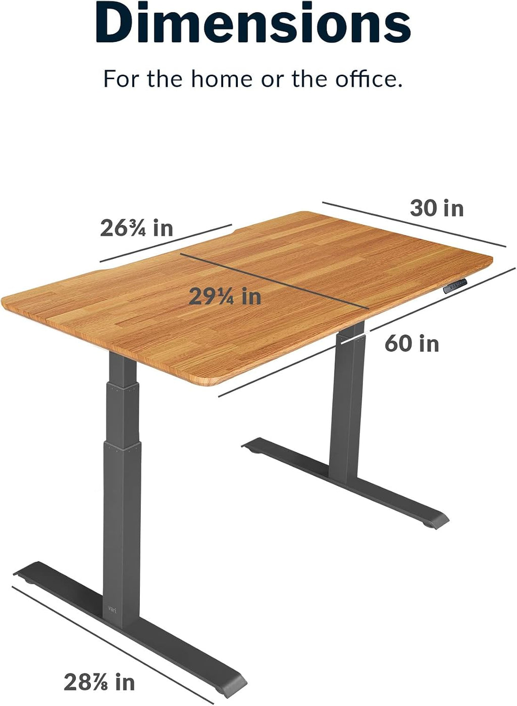 Vari Classic Electric Standing Desk - VariDesk Height Adjustable Sit/Stand Desk - Dual Motor with Memory Presets, Stable T-Style Legs - Gaming or Home Office Workstation - 60'x30', Butcher Block