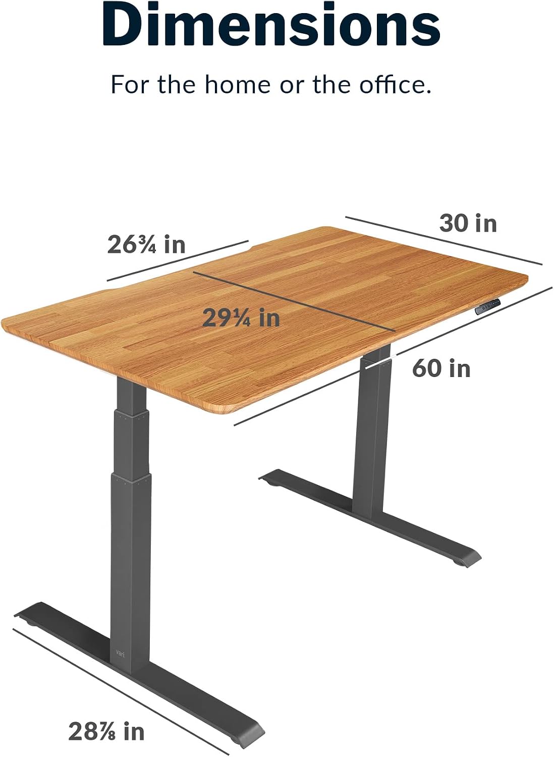 Vari Classic Electric Standing Desk - VariDesk Height Adjustable Sit/Stand Desk - Dual Motor with Memory Presets, Stable T-Style Legs - Gaming or Home Office Workstation - 60'x30', Butcher Block