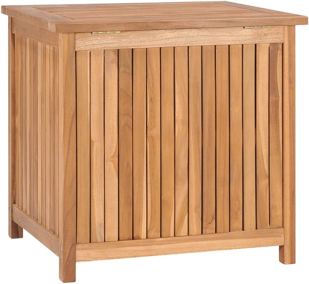 Patio Storage Box Outdoor Solid Teak Wood Deck Box Wooden Outdoor Storage Organization Box with Lid Storage Bench and Waterproof Lining for Garden,Patio,Backyard,23.6'x19.7'x22.8'