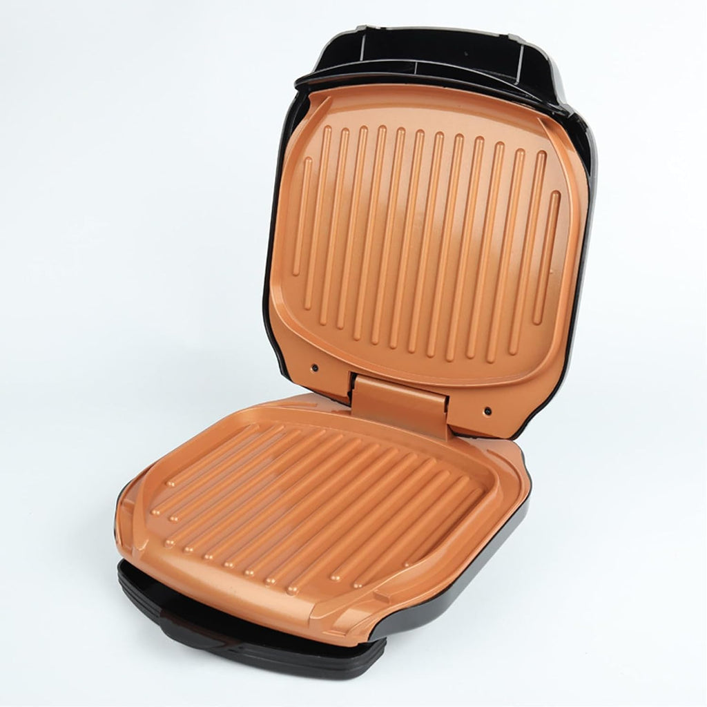 Electric Indoor Grill, Serves 3, Non-Stick Easy-Clean Plates, Floating Hinge for Thicker Foods, 900 Watt, Black