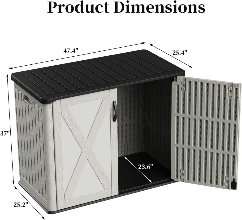 Patiowell 25 Cu.ft Outdoor Storage Cabinet with Lockable Door, Waterproof Horizontal Storage Shed for Tools and Patio Furniture, All-Weather Resin Shed Easy Assemble for Pool or Backyards, Brown