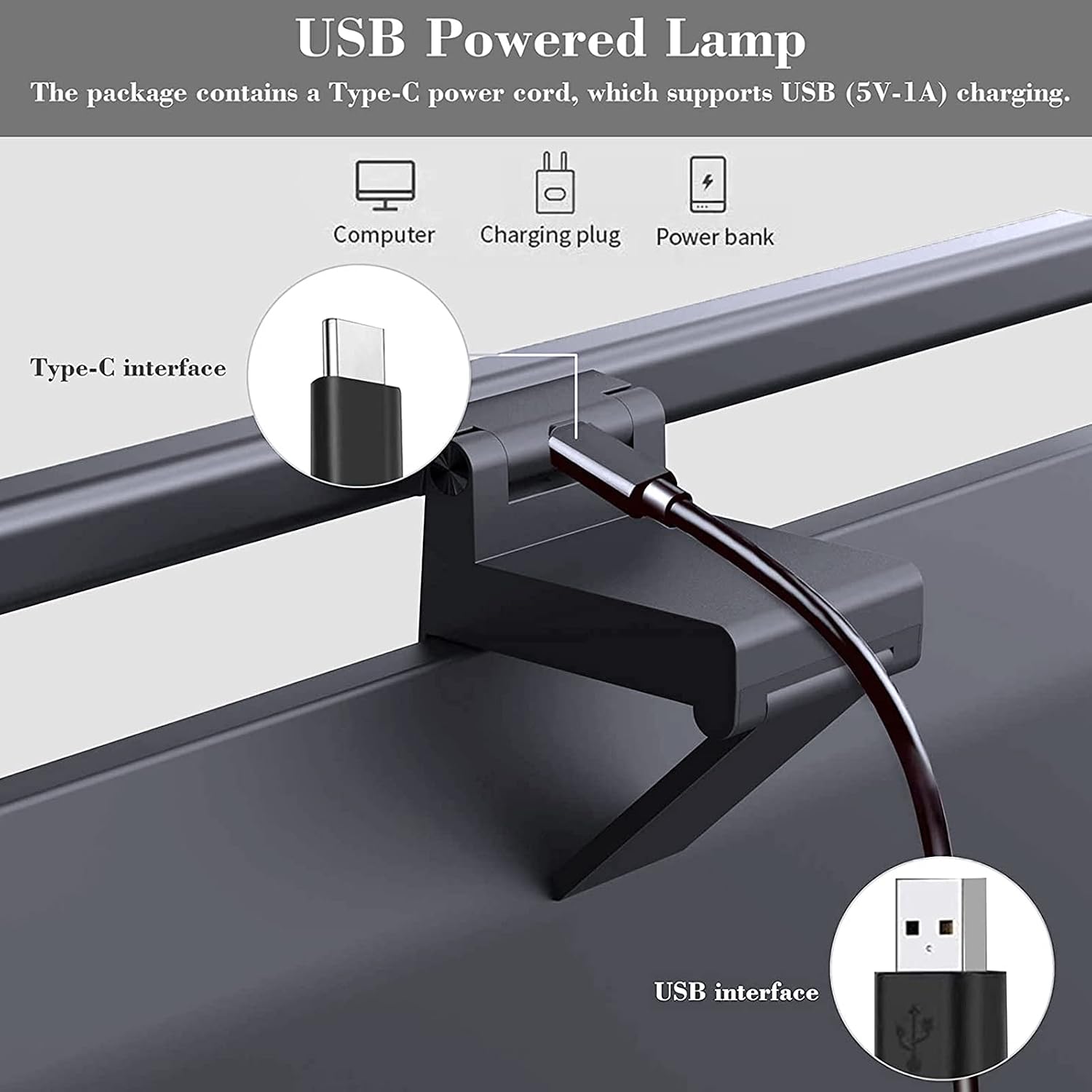 YESLIGHTING Computer Monitor Light,Screen Light Bar E-Reading LED Task Lamp with Touch Sensor,No Glare on Screen, USB Powered, Adjustable Brightness/Color Temperature Eye-Caring Reading Light