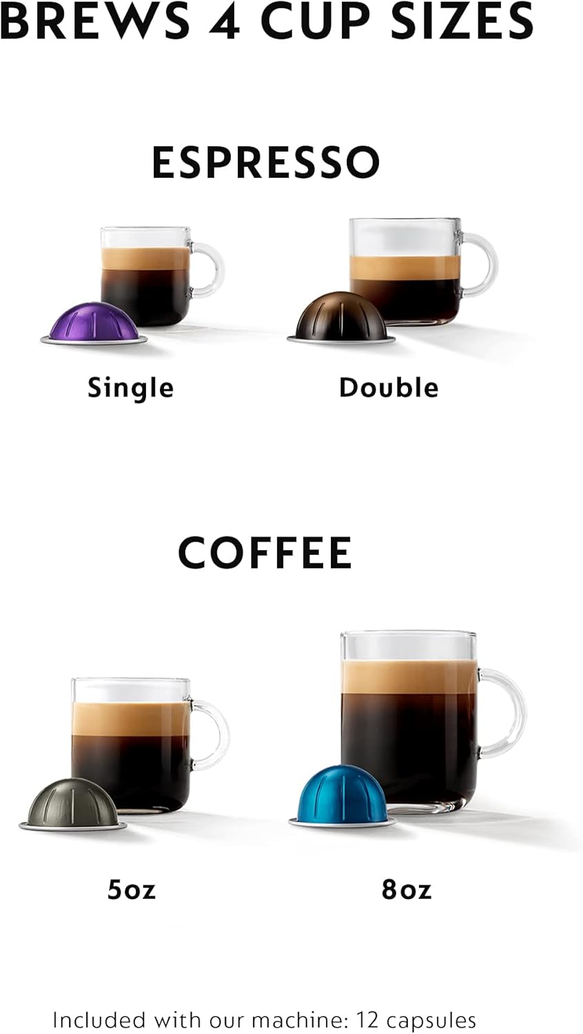 Nespresso Vertuo Next Coffee and Espresso Machine by De'Longhi with Milk Frother ,1100 ml, Deluxe Matte Black Rose Gold