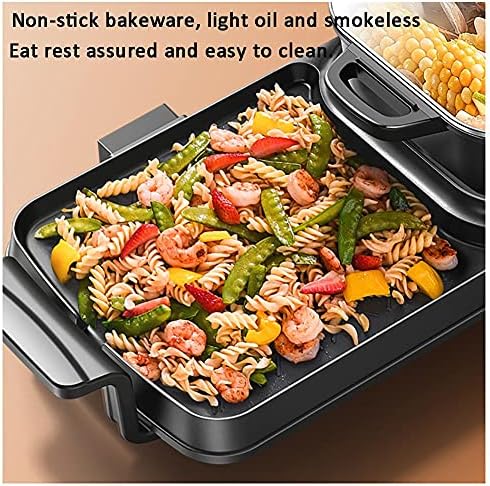 Smokeless Electric Grill with Hot Pot, Seats 5-10 People, Non-stick Double Boiler, Indoor Grill and Hot Pot Combination, Perfect for Family Gatherings