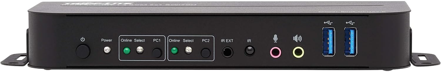 Tripp Lite 2 Port DisplayPort USB KVM Switch, Dual Port DP USB KVM Switch, 4K 60 Hz, HDR, HDCP 2.2, DP 1.4, USB 3.0 Cables, Black (B005-DPUA2-K)