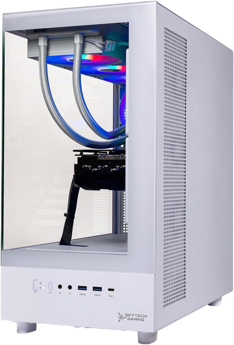 Skytech Gaming Azure 3 Desktop PC, Intel i7 14700F 2.1 GHz (5.3GHz Turbo), NVIDIA RTX 5070 12GB, 1TB Gen4 NVMe SSD, 32GB DDR5 RAM 5200 RGB, 850W Gold ATX 3 PSU, 360mm ARGB AIO, Wi-Fi, Win 11