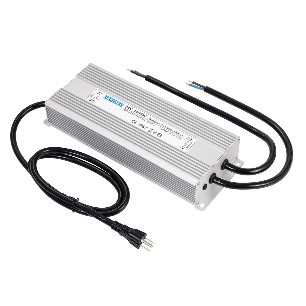 LED Driver 24V1400W Waterproof Power Supply AC90-132V to DC24V58A High Power Switching Power Supply IP67 Transformer Suitable for Indoor and Outdoor LED Lighting and Any 24V DC Equipment