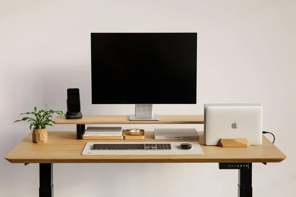 Oakywood Dual Monitor Stand - Handmade in EU - Natural Wood Monitor Stand Riser - Laptop Accessories – 220 lbs (100 kg) Capacity - 41.3'x9' (105x23 cm) – 100% Natural Oak Veneer