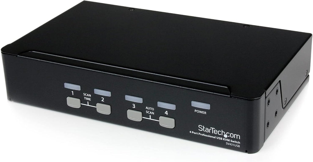StarTech.com 4 Port Professional VGA USB KVM Switch with Hub - 1U Rack-mountable KVM Switch , TAA (SV431USB)