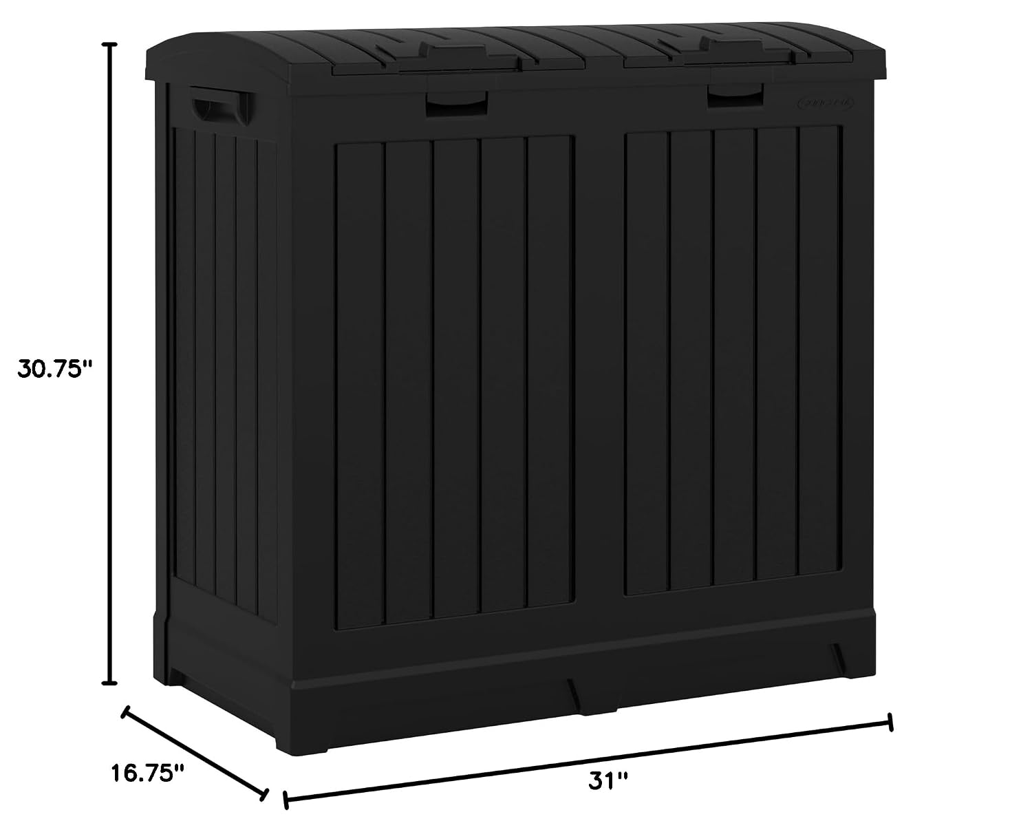 Suncast Dual Trash Hideaway Cabinet for Garbage and Recycle Bags, Discrete Outdoor Trash Cabinet with Concealed Trash Bag Holders, Holds Two 33-Gal. Bags, Made in the USA