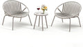 Werph Patio Furniture Set, 3 Pieces Outdoor Furniture with Bistro Gray Table and Gray Chairs Set of 2, Outdoor Patio Set with Porch Chairs and Table, Deck Conversation Set for Garden Poolside