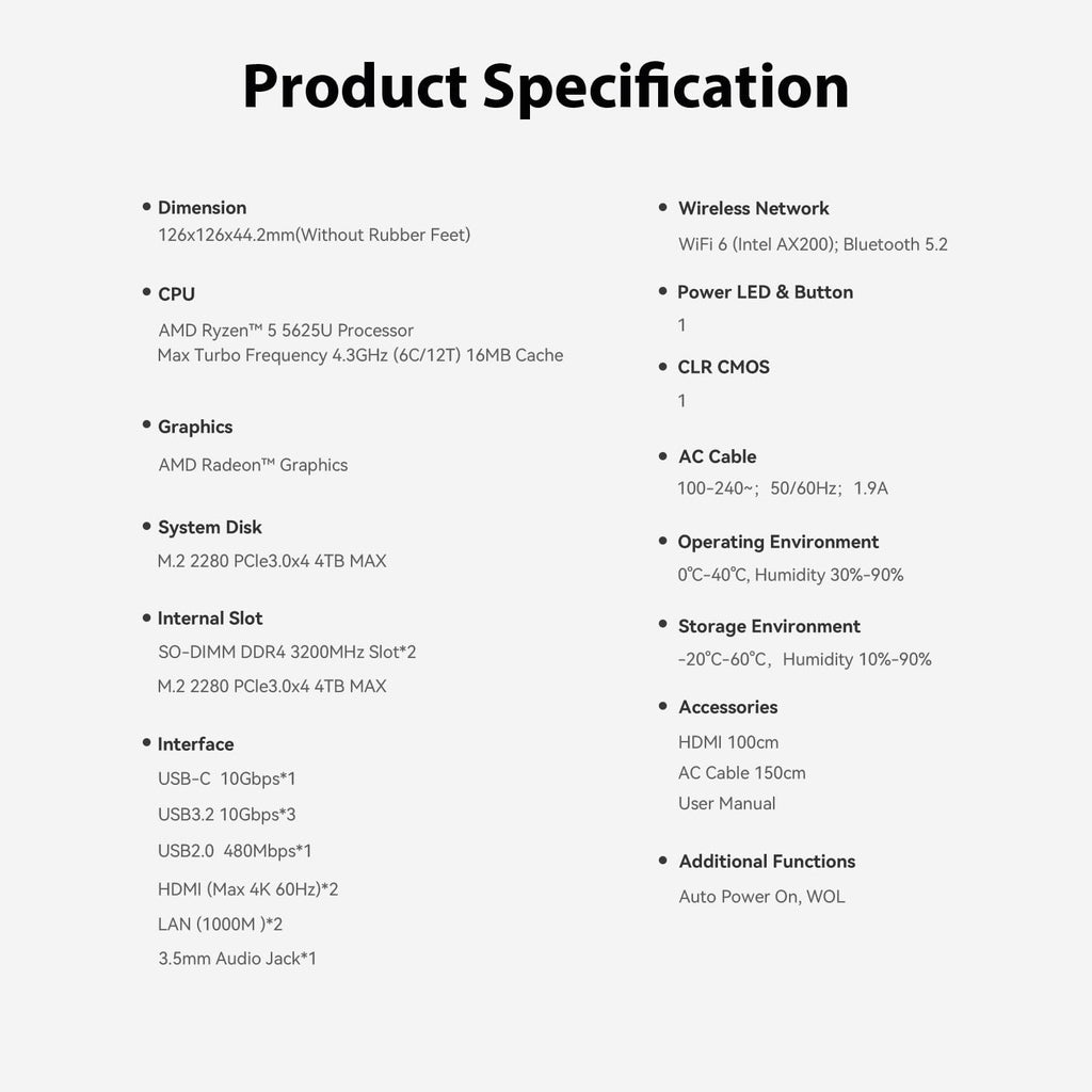 Beelink EQR5 Mini Pc, AMD Ryzen 5 5625U (6C/12T,up to 4.3 GHz),Mini Computers with 16GB DDR4 RAM 500GB M.2 2280 SSD, 4K Dual Display, Dual 1000Mbps LAN, USB3.2, WiFi 6, BT 5.2