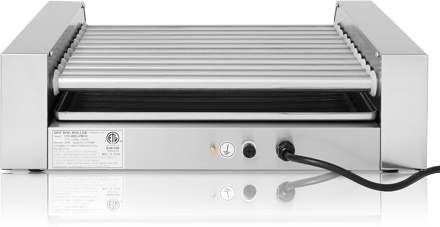 Olde Midway Electric 30 Hot Dog 11 Roller Grill Cooker Machine 1400-Watt - Commercial Grade