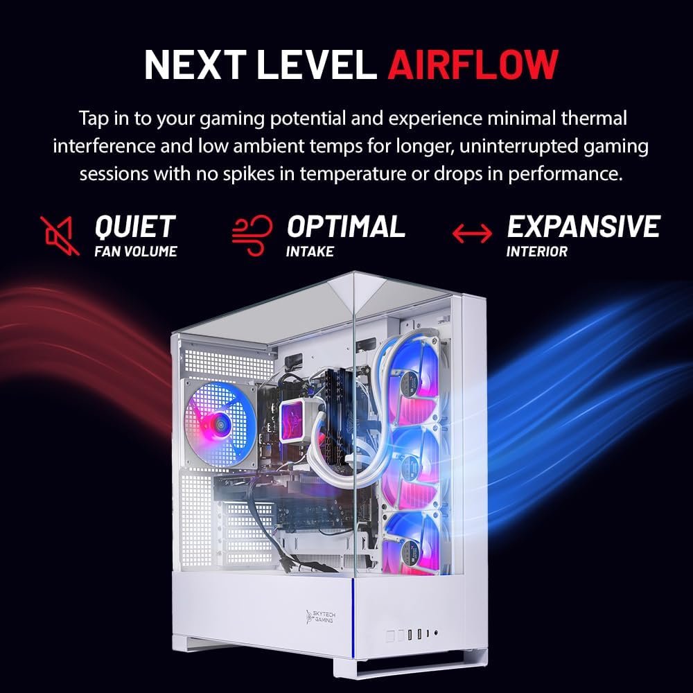 Skytech Gaming Archangel 5 Gaming PC, AMD Ryzen 7 9700X 3.8GHz, NVIDIA RTX 5070 12GB, 1TB Gen4 NVMe SSD, 32GB DDR5 RAM 6000, 750W Gold PSU, 360 ARGB AIO, Wi-Fi, Win 11, Desktop