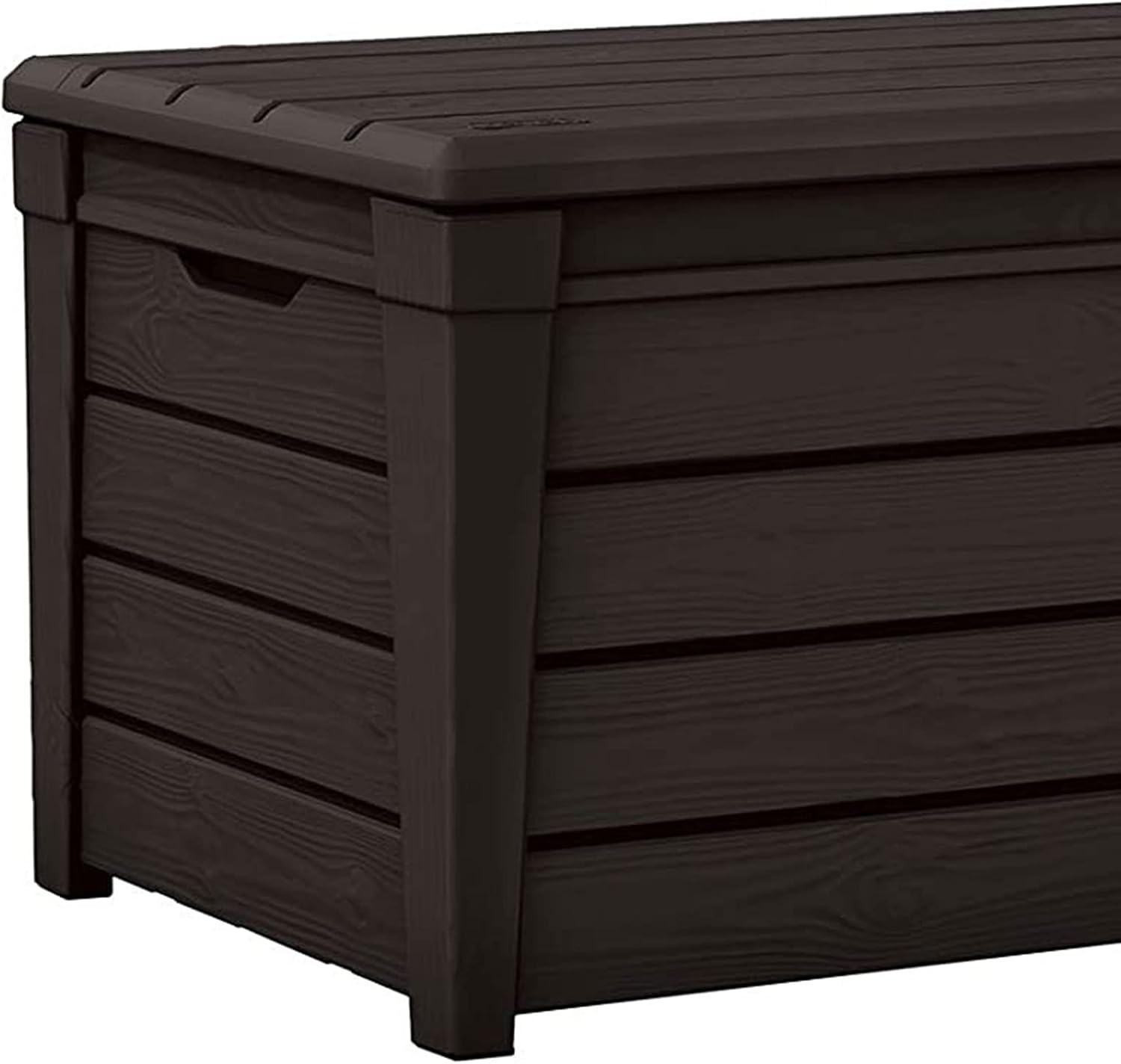 Keter 2 Pack Storage Bench, Weatherproof Resin Outdoor Backyard 120 Gallon Deck Box, Brightwood, Brown