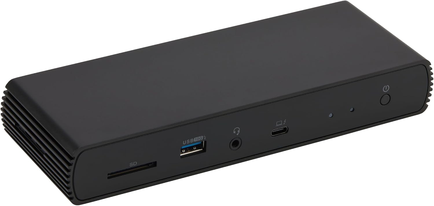 Amazon Basics Thunderbolt 4 Pro Docking Station, Dual 4K Monitor Support, 8K Display, 2xTBT4, 1xHDMI2.1, 3xUSB A 3.1, RJ45 Ethernet, Black, 7.86 x 2.95 x 1.23 inches