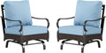 Sophia & William Extra Large Outdoor Patio Motion Sofa Chairs Set 2 PCS Heavy-Duty Metal Porch Furniture with High Back & Deep Seating Area, 5.5' Thicken Cushions for Deck, Lawn, Outside (Blue)