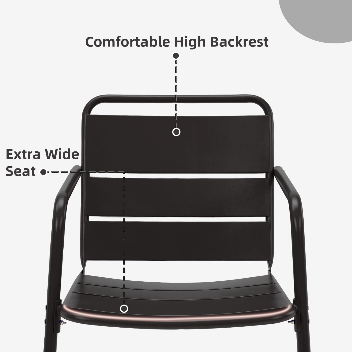 MELLCOM Patio Chairs Set of 2, Small Patio Furniture Set - 2 C-Spring Metal Chairs, Outdoor Bistro Set for Balcony, Front Porch, Poolside, Garden, Deck, Indoor, Black